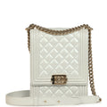 Pre-owned Chanel North South Boy Bag Light Grey Iridescent Calfskin Light Gold Hardware