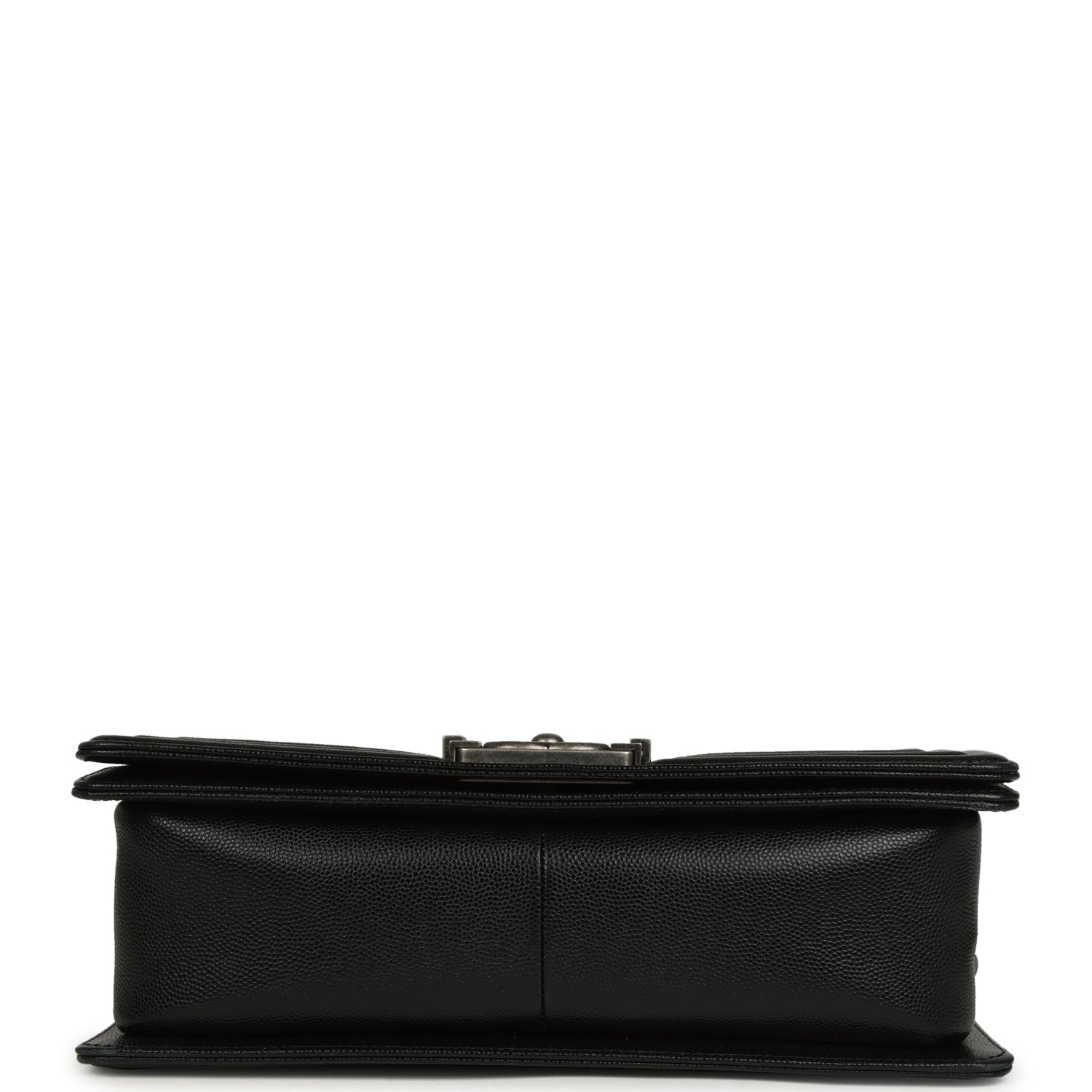 Pre-owned Chanel Medium Boy Bag Black Caviar Aged Ruthenium Hardware
