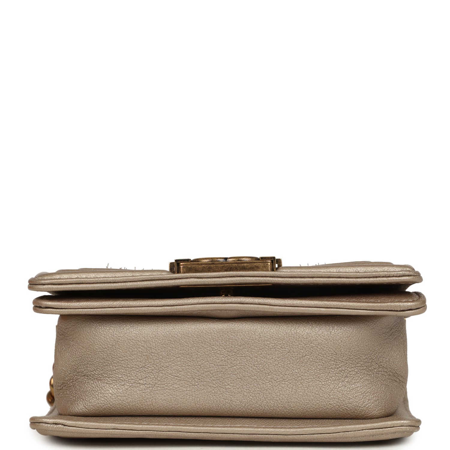 Pre-owned Chanel Mini "Scales" Boy Bag Light Gold Calfskin Antique Gold Hardware