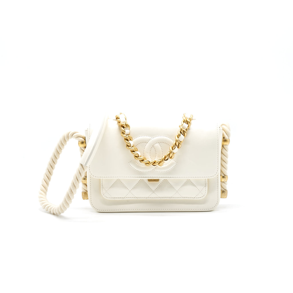 Chanel CC Leather Flap Bag White