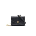 Chanel Calfskin Chevron Leather Chain Waist Bag Black