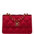 Chanel Vintage Mini Flap Bag Red Satin Gold Hardware