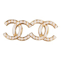 Chanel CC Stud Earrings White Textured Enamel and Gold Metal