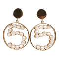 Chanel Vintage 24K Gold Plated Jumbo No. 5 Faux Pearl Dangle Earrings