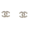 Chanel Twisted CC Light Pink and White Crystal and Pearl Earrings Gold Metal Hardware