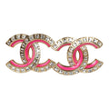 Chanel Crystal CC Stud Earrings Pink Gold Metal/Enamel Hardware