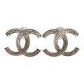 Chanel Large CC Stud Earrings Gold Tone Metal