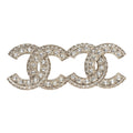 Chanel Crystal CC Stud Earrings Light Gold Tone Hardware