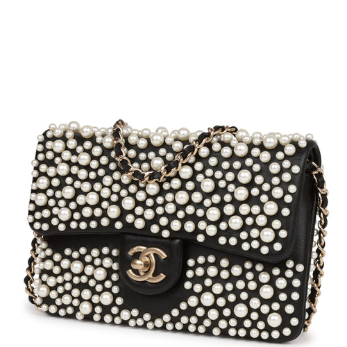 Chanel "Paris-Dubai" Pearly Flap Bag Black Lambskin Light Gold Hardware