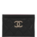 Chanel  Holder Wallet Black Caviar Light Gold Hardware