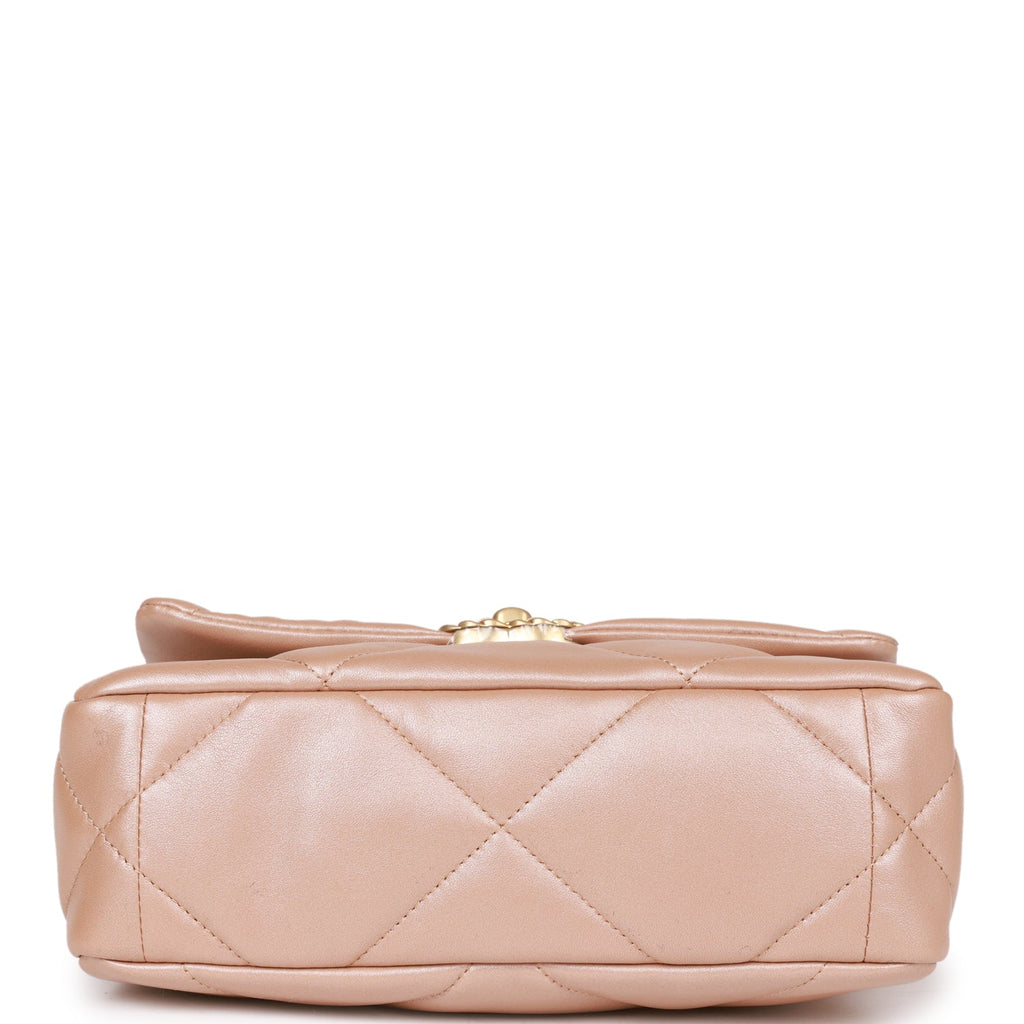 Chanel Medium 19 Flap Bag Beige Iridescent Calfskin Mixed Hardware
