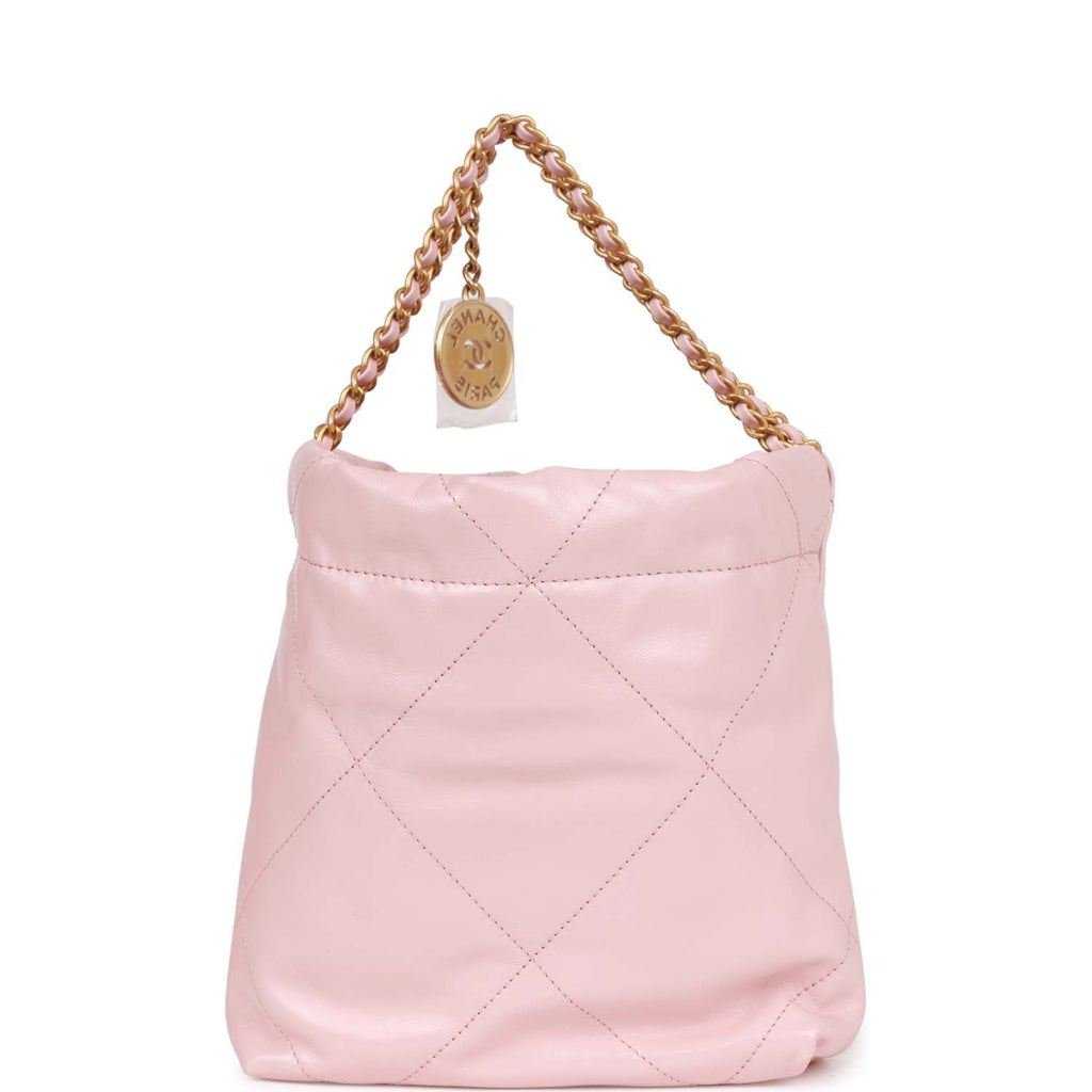 Chanel Mini 22 Bag Pink Calfskin Gold Hardware