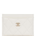 Chanel  Holder Wallet White Caviar Light Gold Hardware