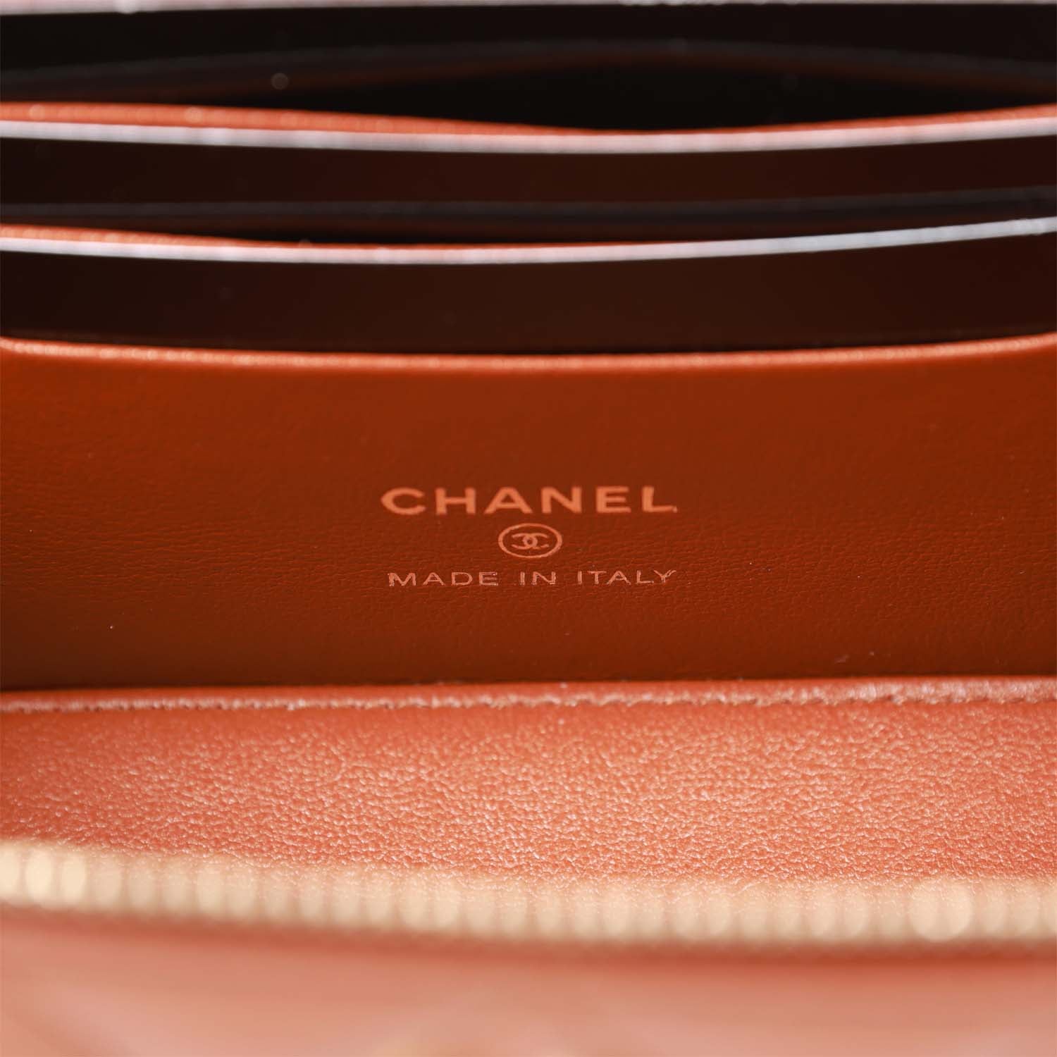 Chanel Small Top Handle Vanity Case Brown Lambskin Brushed Gold Hardware
