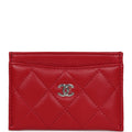 Chanel  Holder Wallet Red Lambskin Silver Hardware