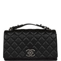 Chanel City Rock Medium Flap Black Goatskin Ruthenium Hardware