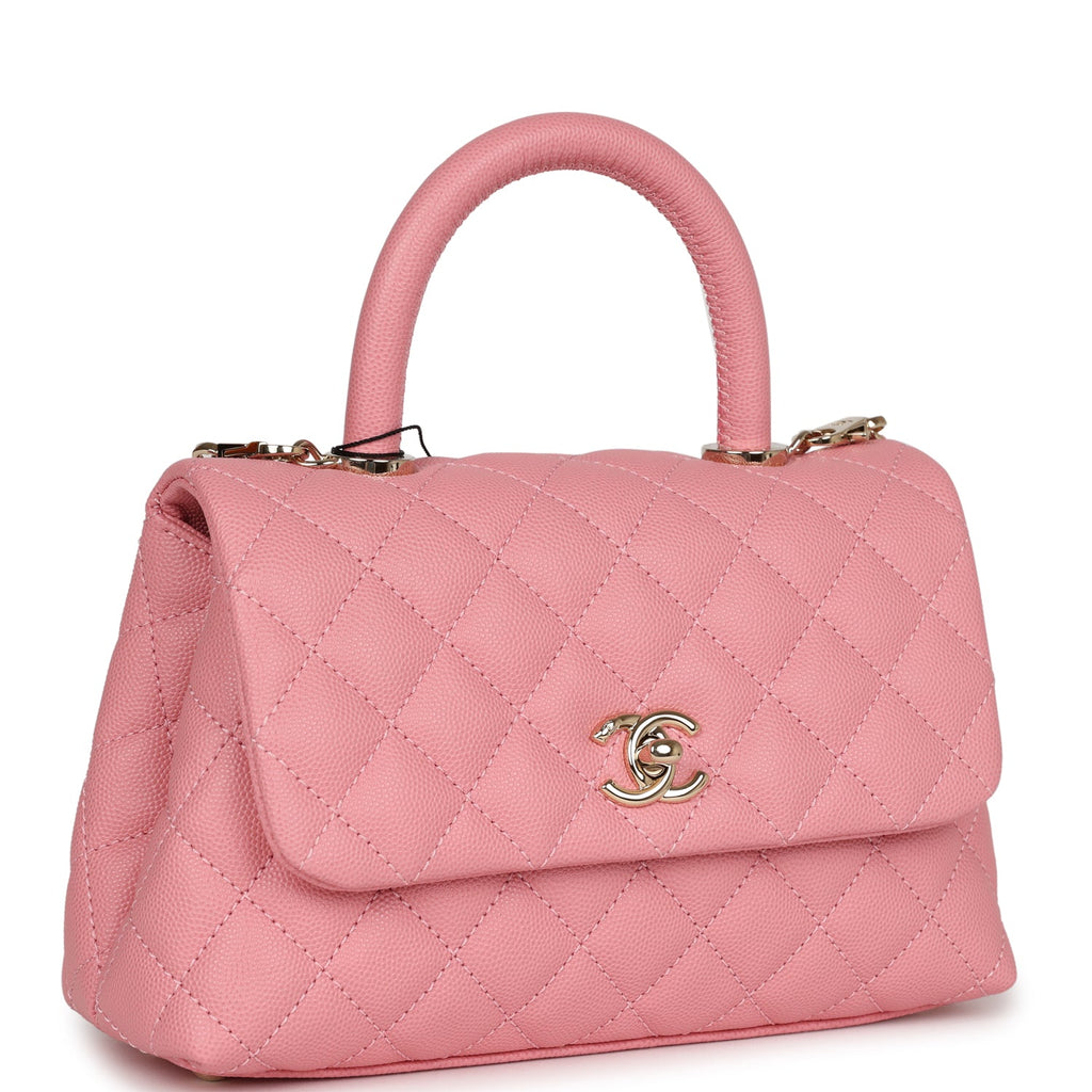 Chanel Small Coco Handle Dark Pink Caviar Light Gold Hardware