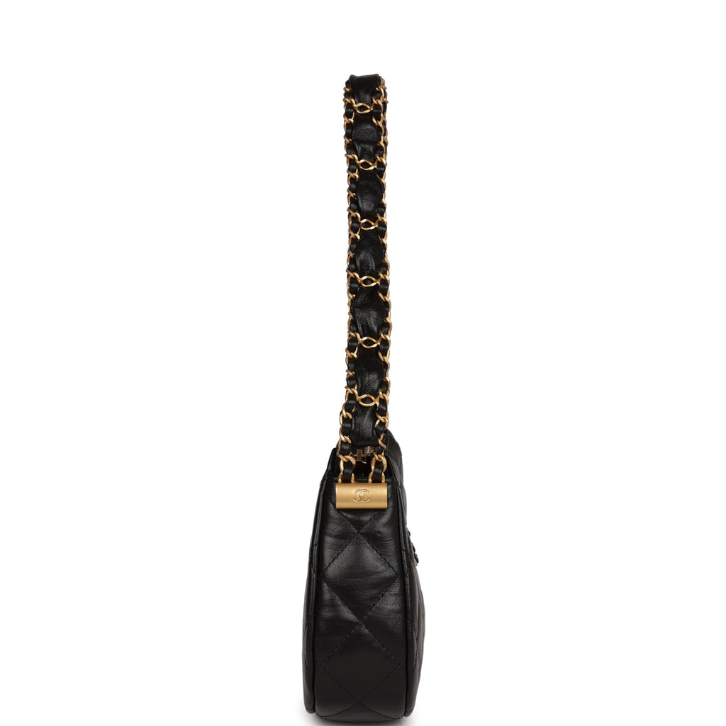 Chanel 19 Hobo Bag Black Aged Calfskin Brushed Gold Hardware