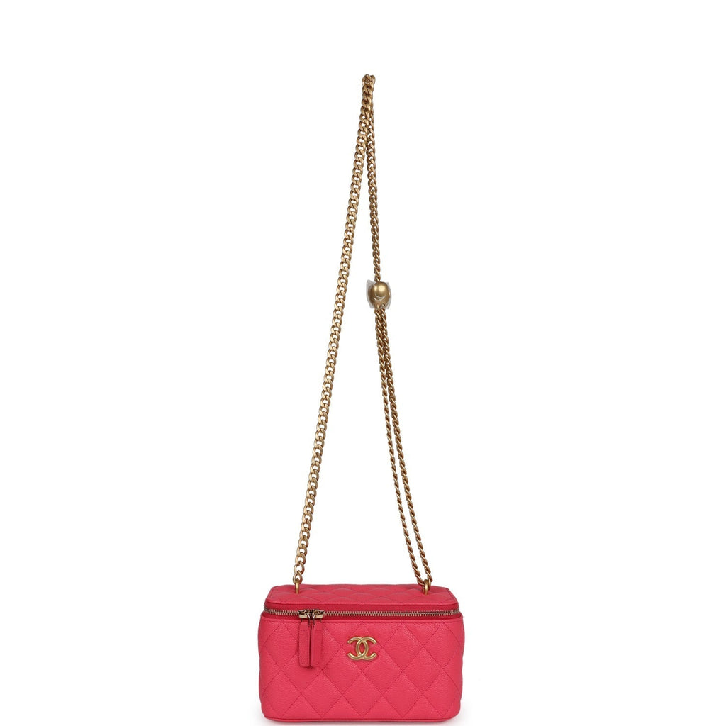 Chanel Small Vanity Case Hot Pink Caviar Brushed Gold Hardware