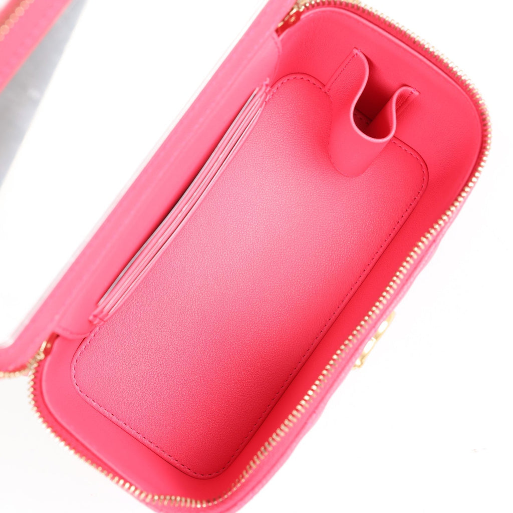 Chanel Small Vanity Case Hot Pink Caviar Brushed Gold Hardware