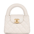 Chanel Nano Kelly Shopper White Shiny Aged Calfskin Brushed Gold Hardware