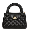 Chanel Small Kelly Shopper Black Shiny Aged Calfskin Brushed Gold Hardware