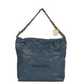 Chanel Small 22 Bag Blue Caviar Gold Hardware