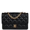 Chanel Small Crush Flap Bag Black Shiny Aged Calfskin Brushed Gold Hardware