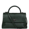 Chanel Medium Coco Handle Flap Bag Dark Green Python Ruthenium Hardware