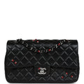 Chanel Medium Lady Bug Single Flap Bag Black Lambskin Silver Hardware