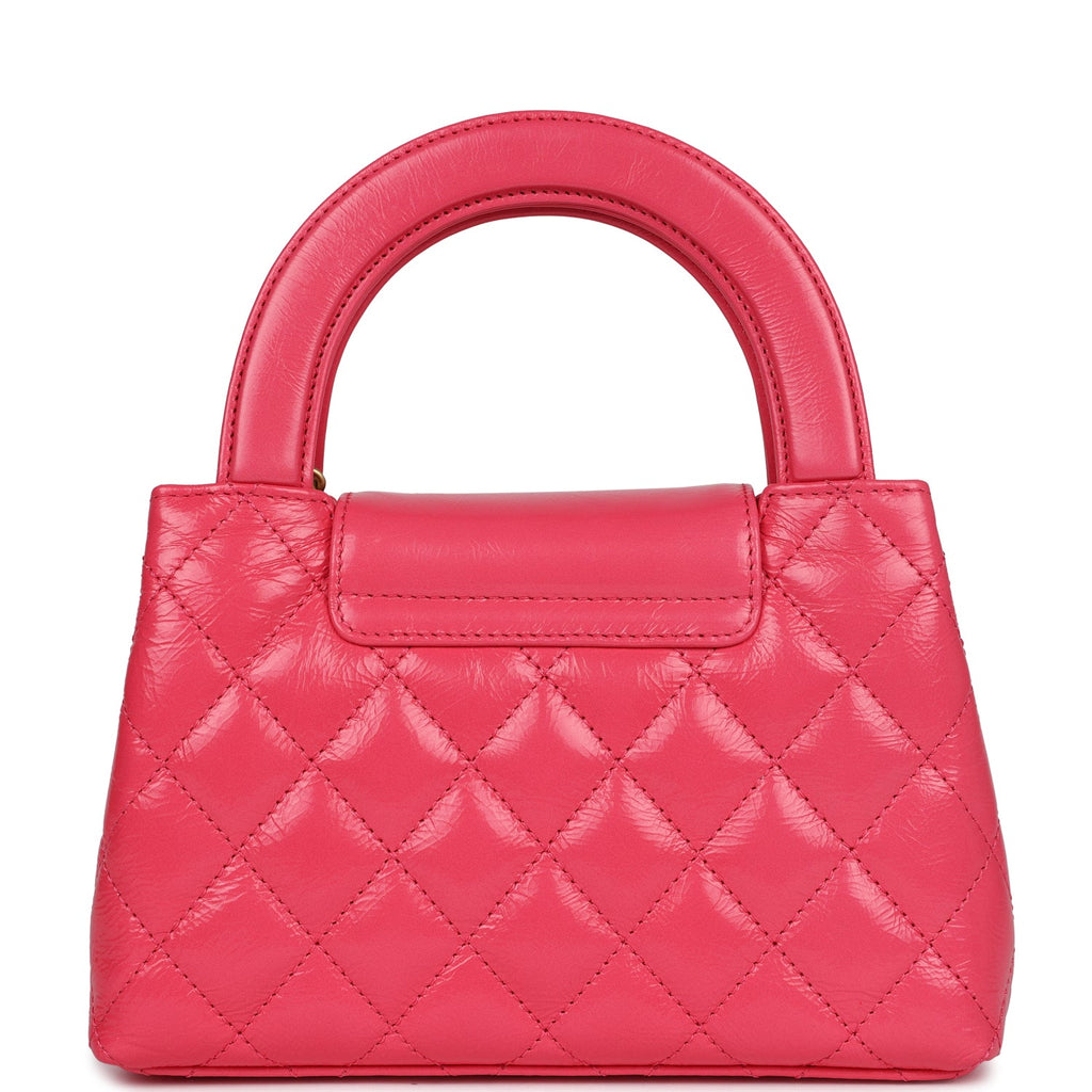 Chanel Small Kelly Shopper Dark Pink Shiny Aged Calfskin Brushed Gold Hardware