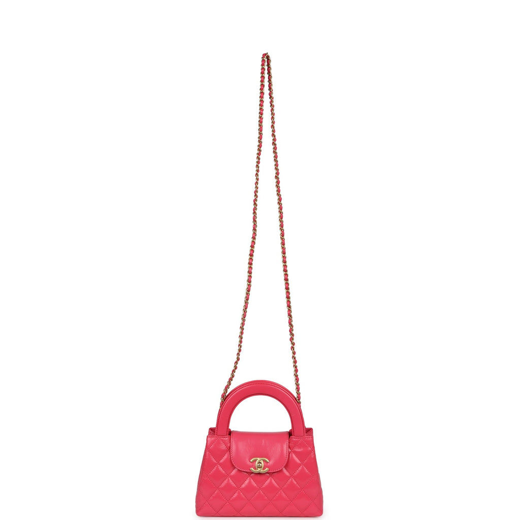 Chanel Small Kelly Shopper Dark Pink Shiny Aged Calfskin Brushed Gold Hardware