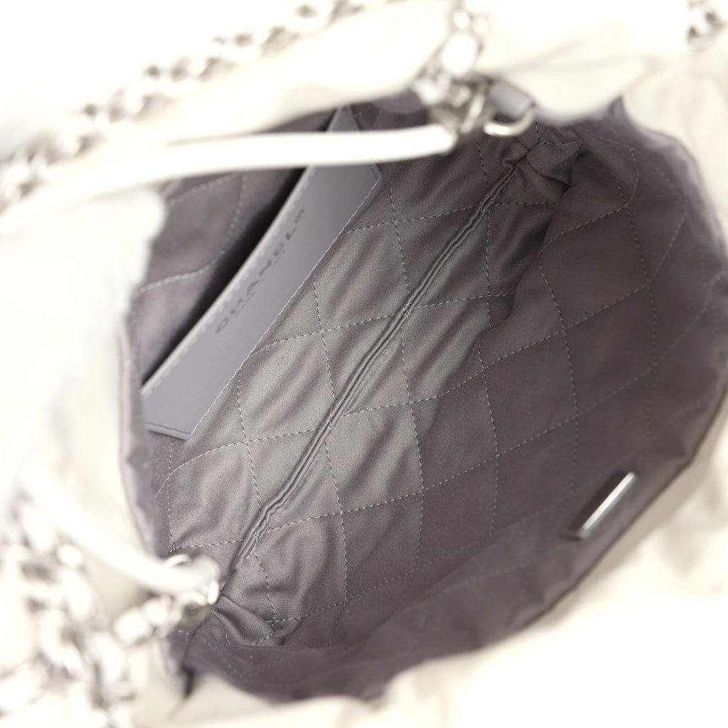 Chanel Mini 22 Bag White and Silver Ombre Metallic Calfskin Silver Hardware