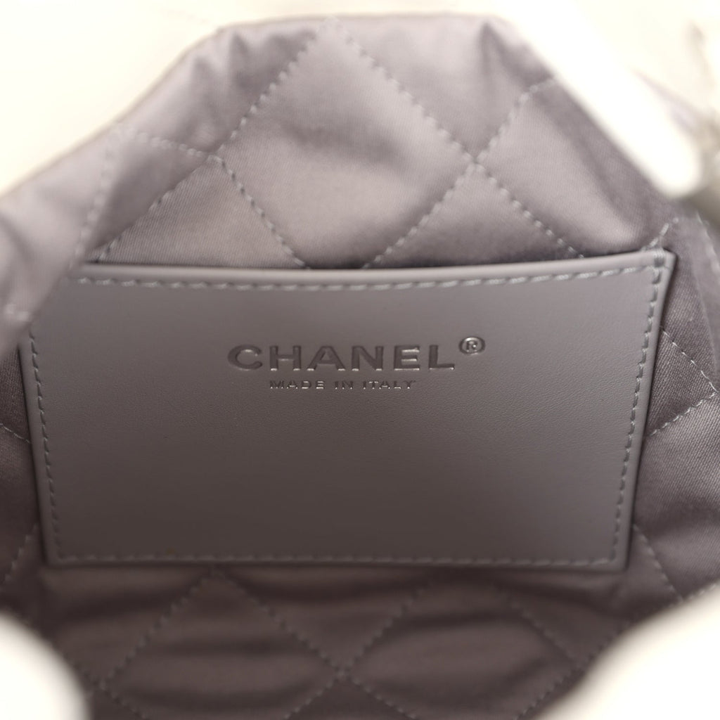 Chanel Mini 22 Bag White and Silver Ombre Metallic Calfskin Silver Hardware