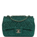 Chanel Mini Flap Bag Green Swarovski Crystal and Green Lambskin Silver Hardware