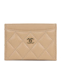 Chanel Classic  Holder Wallet Beige Caviar Gold Hardware