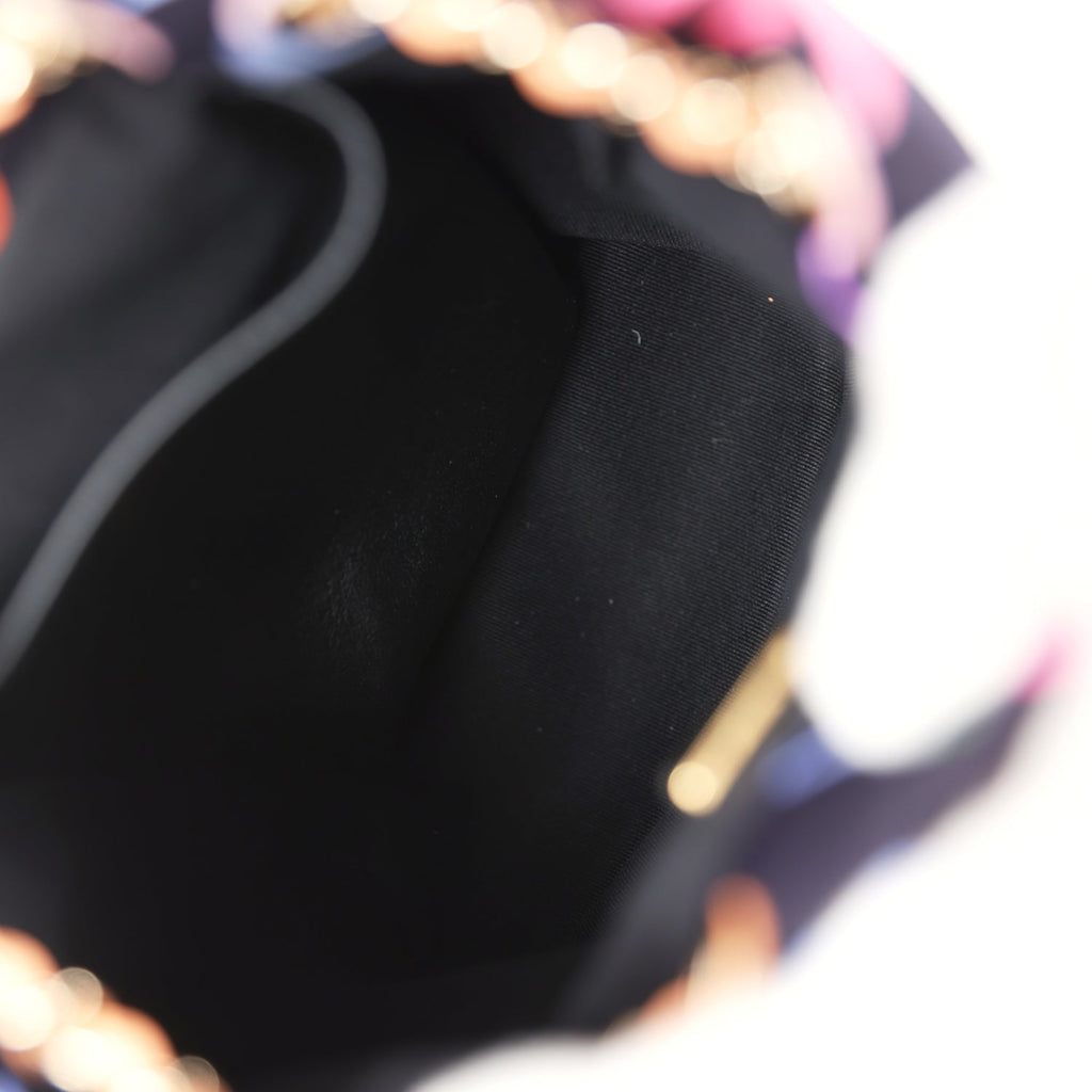 Chanel Medium CC Drawstring Backpack Multicolored Printed Fabric Light Gold Hardware