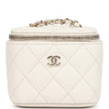 Chanel Mini Square Vanity Case Crossbody Bag Ivory Caviar Light Gold Hardware