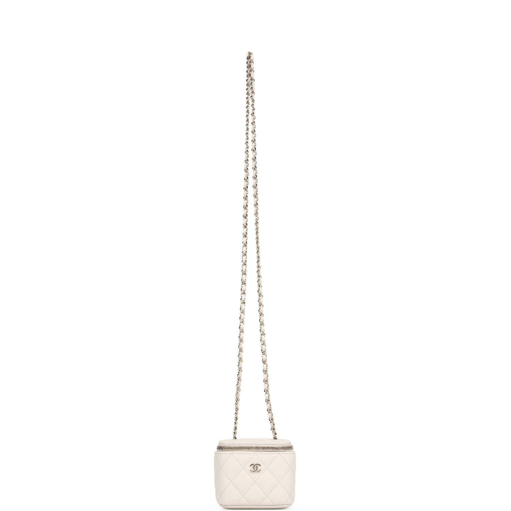 Chanel Mini Square Vanity Case Crossbody Bag Ivory Caviar Light Gold Hardware