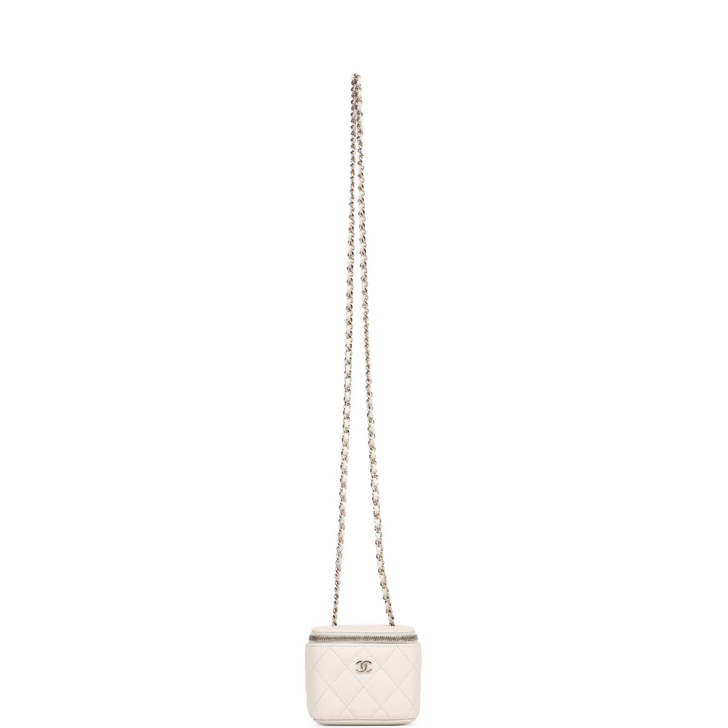 Chanel Mini Square Vanity Case Crossbody Bag Ivory Caviar Light Gold Hardware