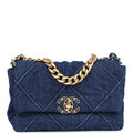 Chanel Medium 19 Flap Dark Blue Denim Mixed Metal Hardware