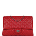 Chanel Clutch with Chain Bag Red Caviar Silver Hardware