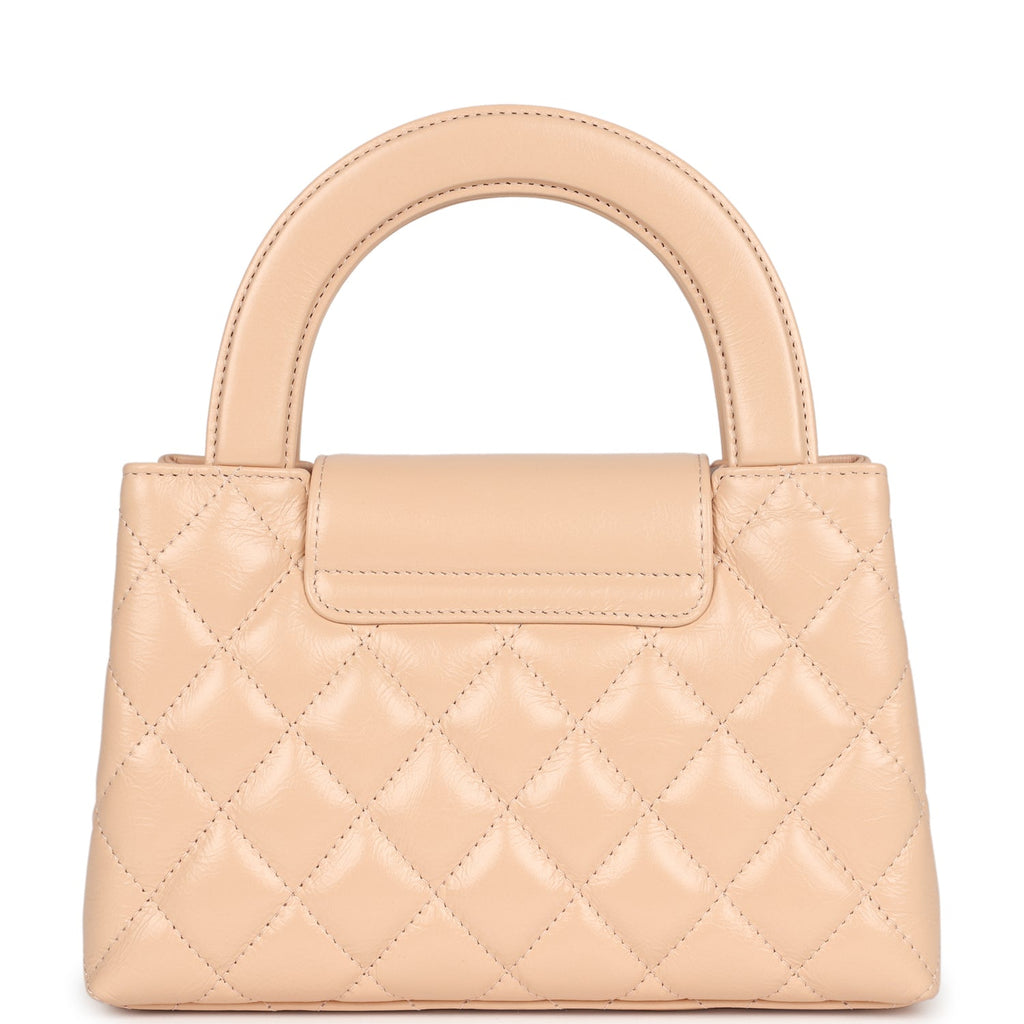 Chanel Small Kelly Shopper Beige Shiny Aged Calfskin Brushed Gold Hardware