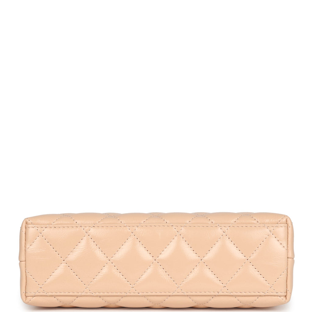 Chanel Small Kelly Shopper Beige Shiny Aged Calfskin Brushed Gold Hardware