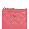 Chanel Zipped  Holder Wallet Pink Caviar Gold Hardware