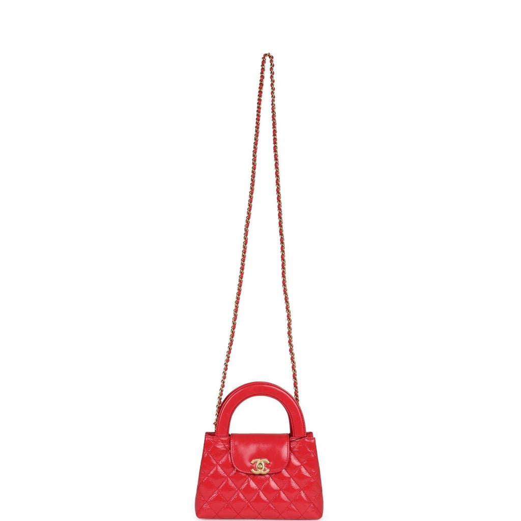 Chanel Small Kelly Shopper Dark Red Shiny Aged Calfskin Brushed Gold Hardware