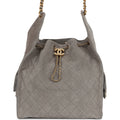 Chanel Medium 25 Hobo Bag Dark Grey Suede Antique Gold Hardware