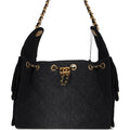 Chanel Small 25 Hobo Bag Black Washed Denim Antique Gold Hardware
