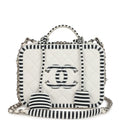 Chanel Medium CC Filigree Vanity Case Black and White Caviar Silver Hardware