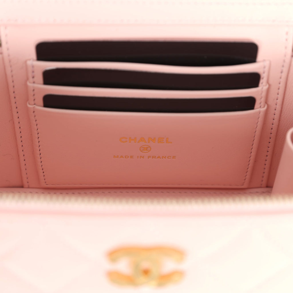 Chanel Small CC Vanity Case Light Pink Caviar Faux Pearls Brushed Gold Hardware